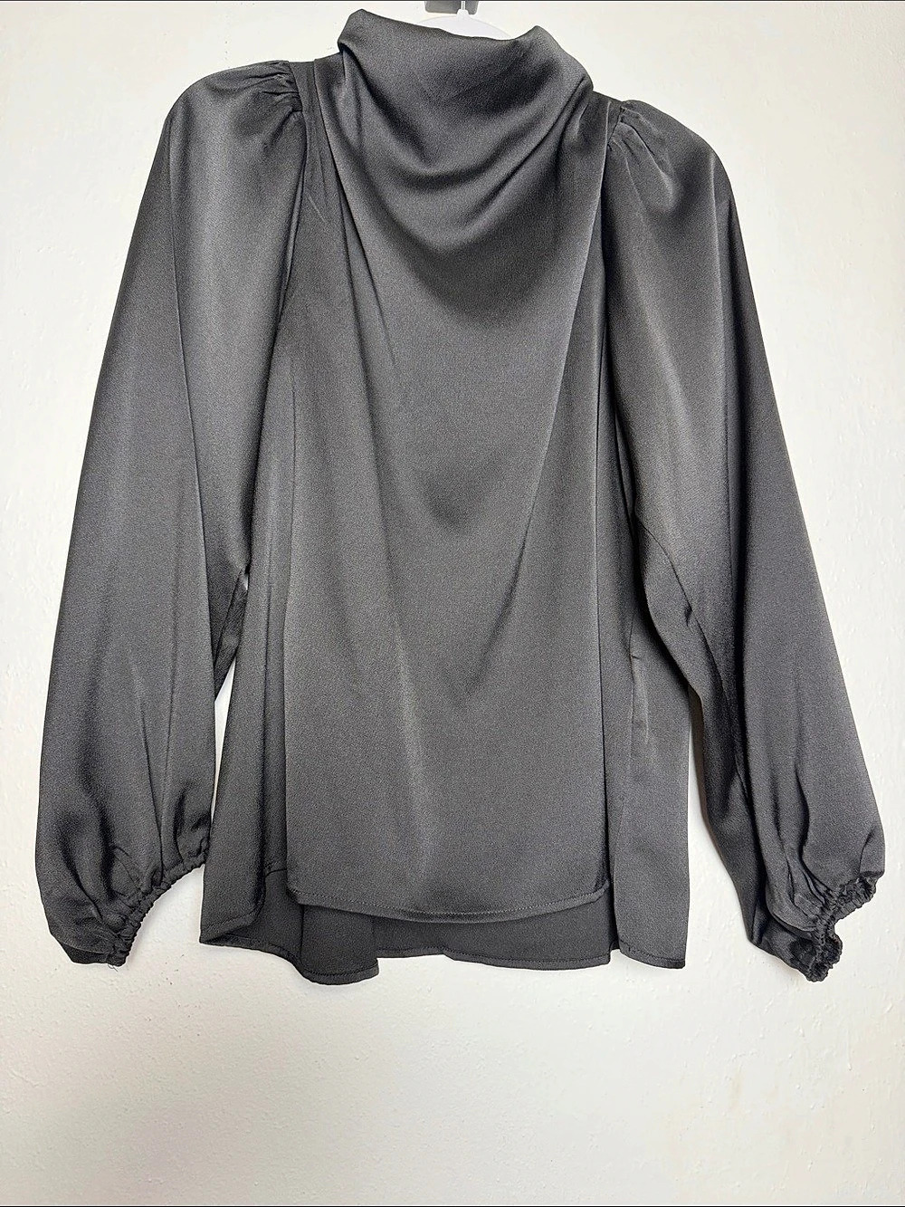 fab'rik Cowl Neck Balloon Sleeve Blouse in Black Small